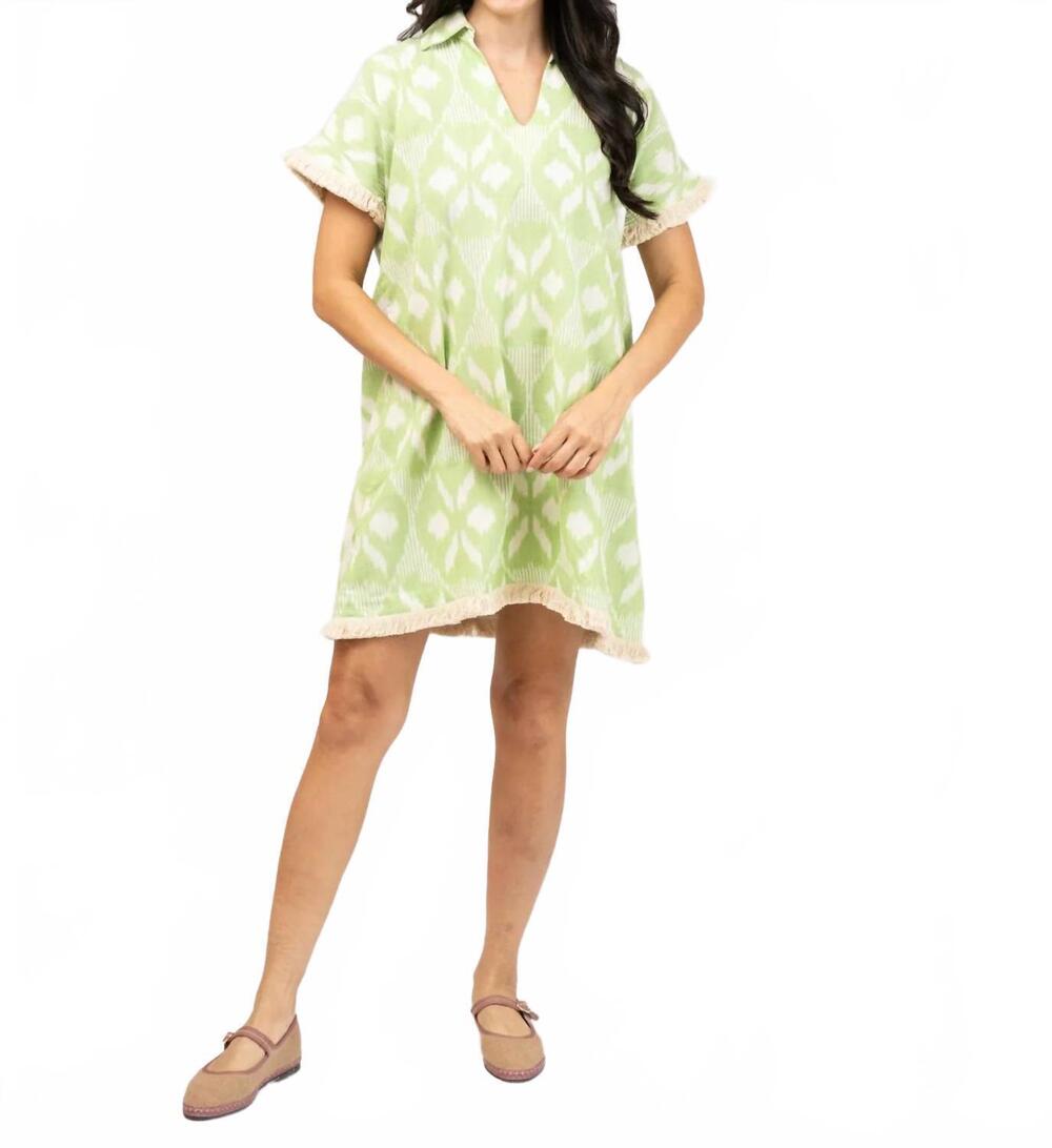 NEW BEAU & RO beach lime ikat dress in green